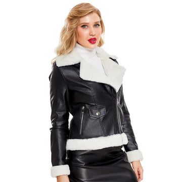 Fleece Lined Thick Warm Leather Jacket - SunsetFashionLA